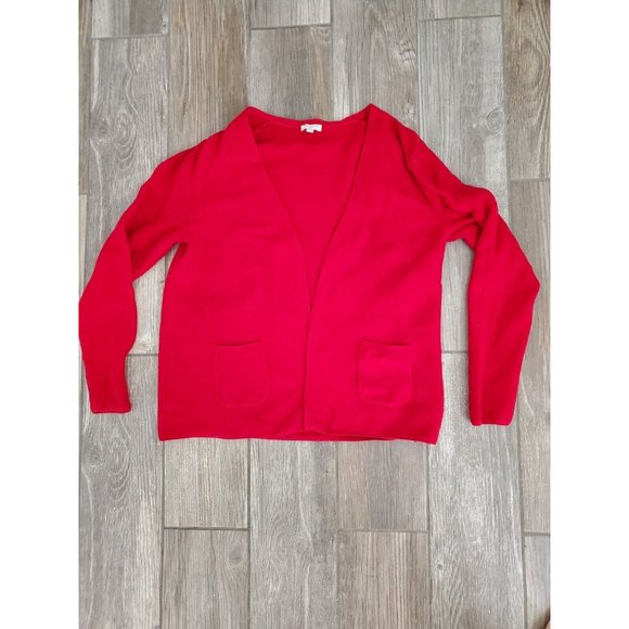 talbots Sweaters - Talbots Factory Red Cotton Open Front Cardigan In XL
